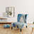 White Flower on Blue II - Farmhouse Upholstered Slipper Chair