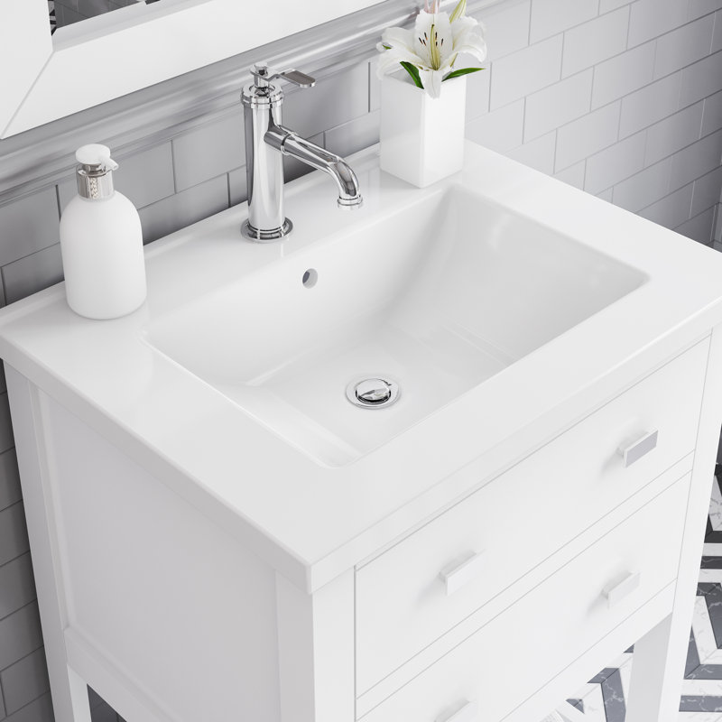 Meuble-lavabo simple chromé 24 po Putcha Viola, Chrome chrome, Vert glacial