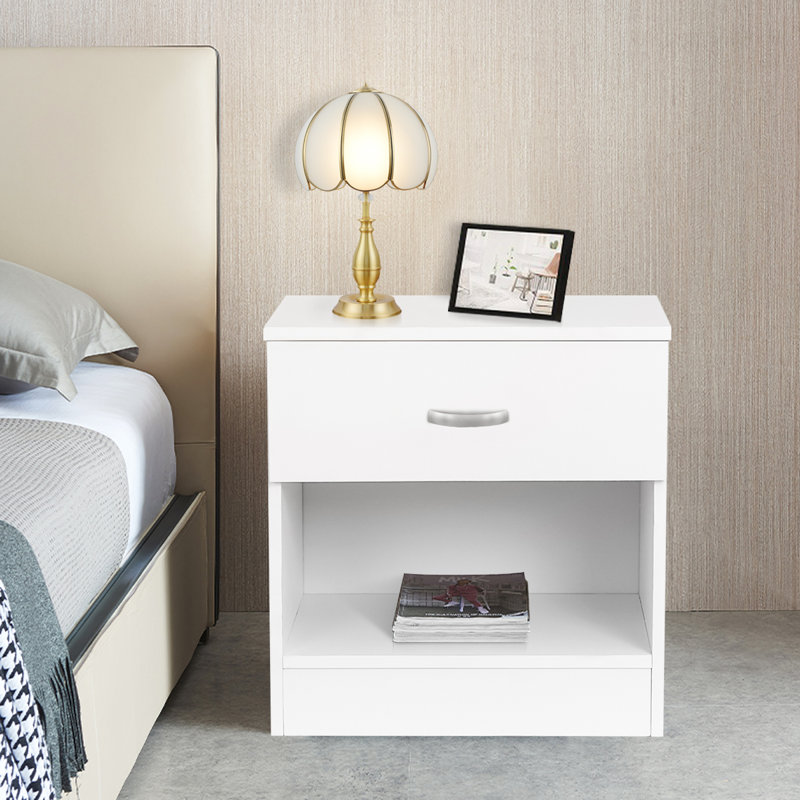 44cm W Bedside Table, White