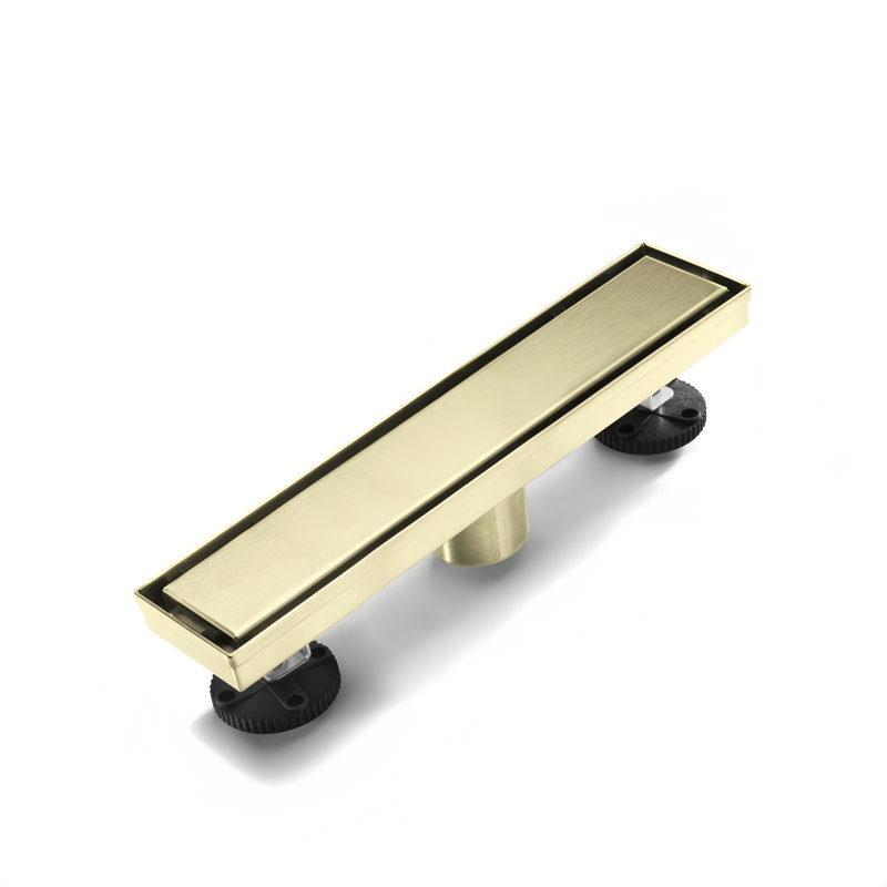 FlowCore 12" Brushed Gold linear grid drain, Brushed Gold