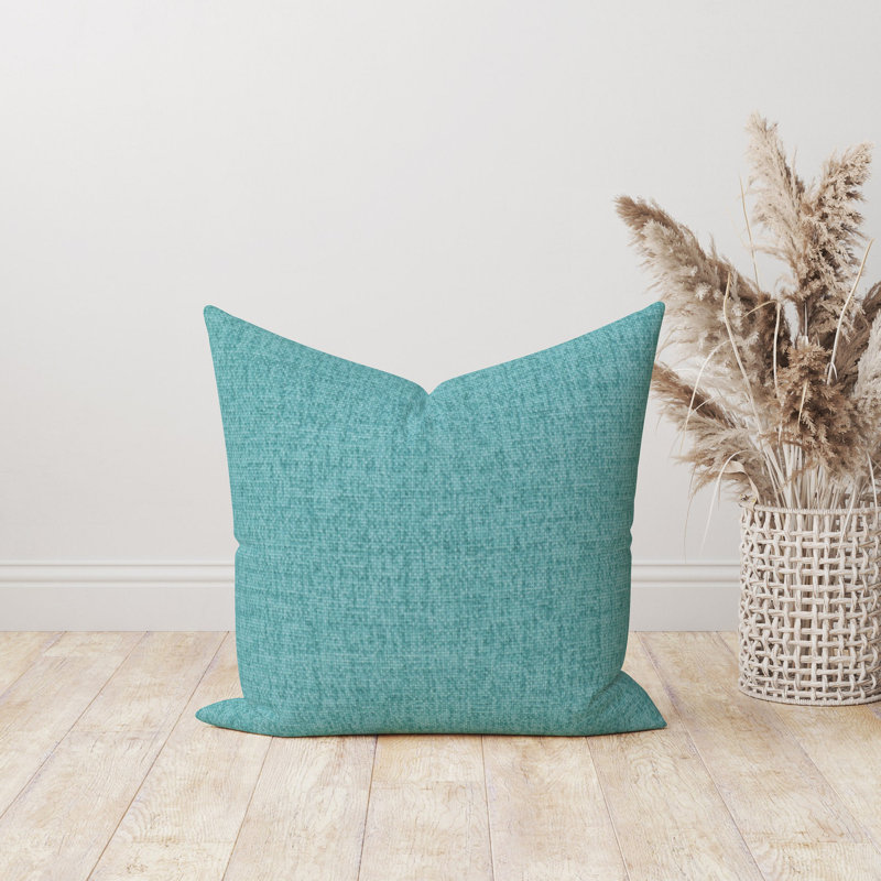 Housse de coussin d'extérieur uni bleu foncé, Turquoise, 15,5 po x 15 po