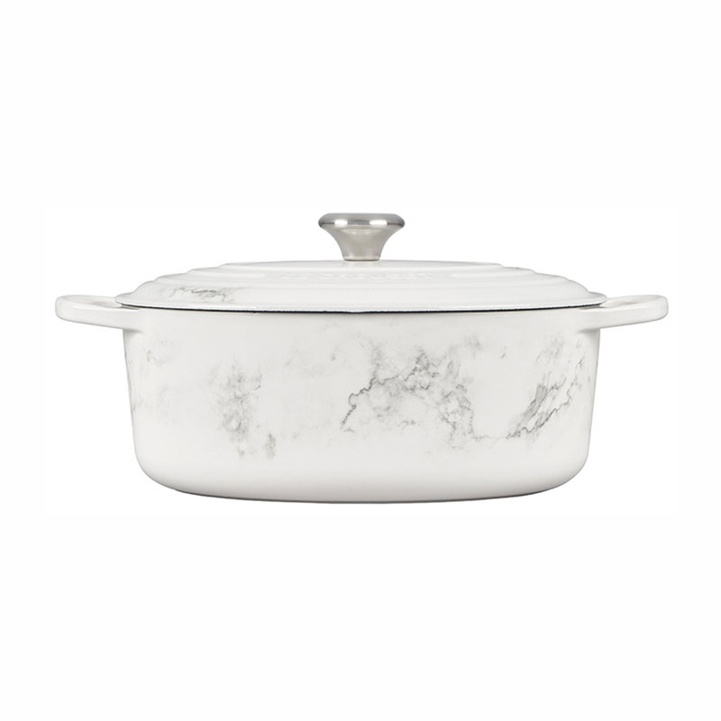 Le Creuset Signature Enameled Cast Iron Marble Collection 6.75 Qt. Oval Dutch Oven with LId