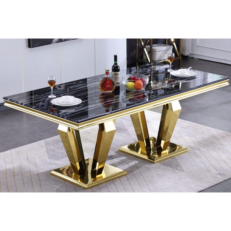 Table de salle à manger de luxe, Noir, Or