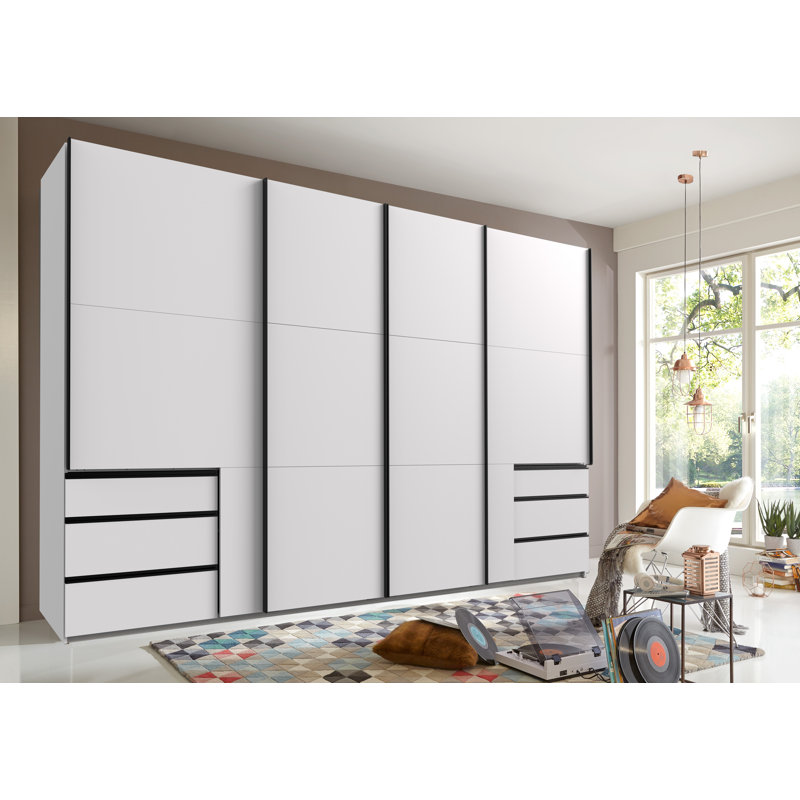 Guardino 4 Door Wardrobe, 216cm H x 350cm W x 65cm D, White