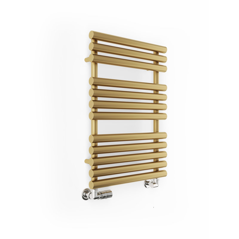 Rolo Towel Heated Towel Rail, Brass, 75.5cm H  x 52cm W x 12.7cm D