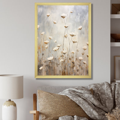 «Beige Wildflowers Garden Whispers IV», reproduction sur toile