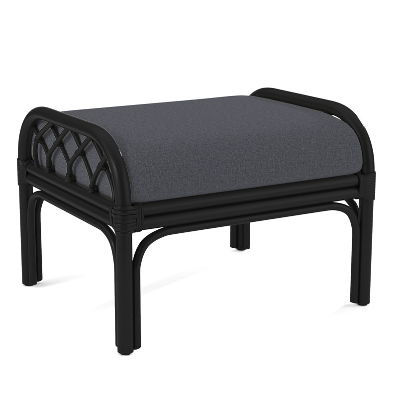 Edgewater Ottoman, Black, White Performance Fabric; 0851-94