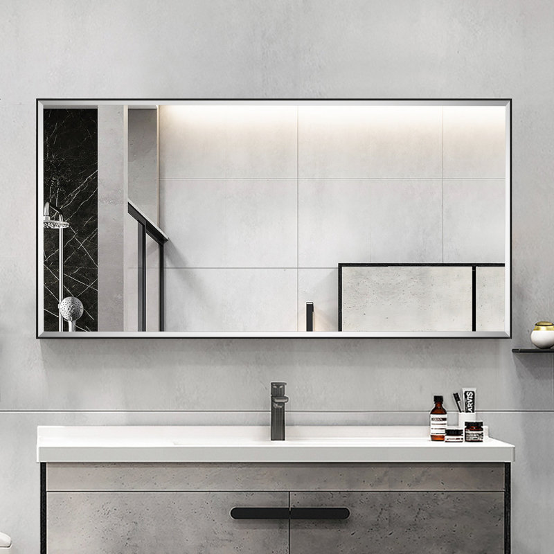 Miroir mural biseauté Reflections Sleek, Noir, noir, noir, noir, 20 po x 40 po