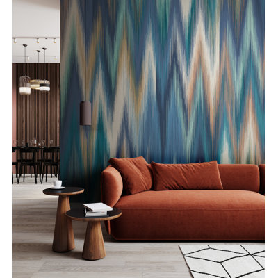 17 Stories Ikat Zig Zag Matte Roll