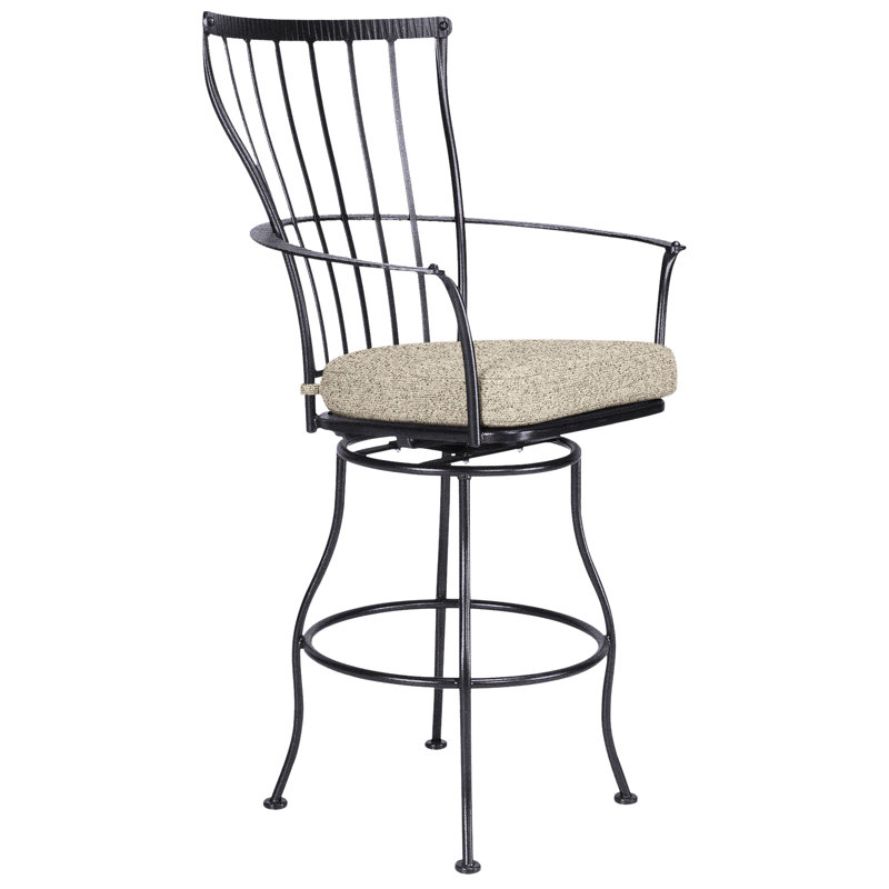 Monterra Outdoor Swivel Bar Stool, Graphite, Alcazar Redwood, 27.25''