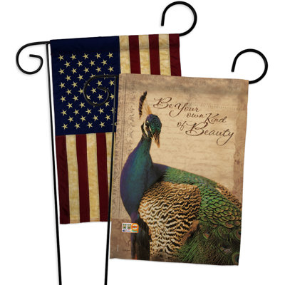 Drapeau de jardin 2 côtés en polyester 19 po x 13 po peacock friends