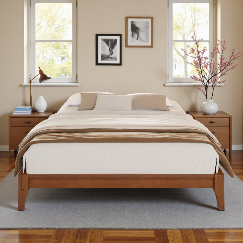 Bamboo Platform Bed Frame – Sturdy Slat Support, No Box Spring Needed, Full, Brown