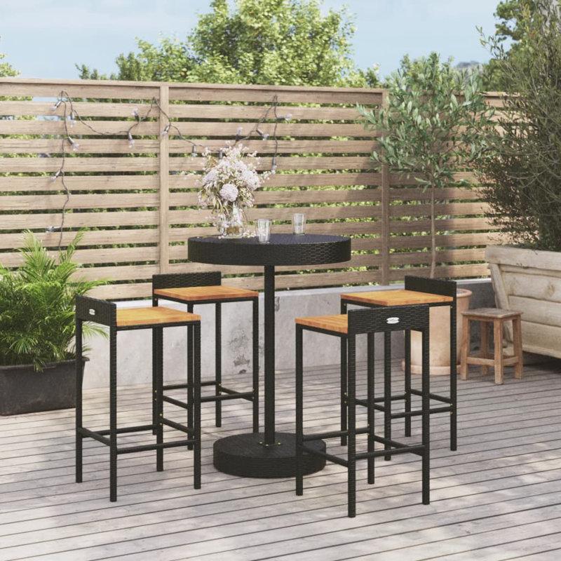 Makela 40cm Solid Wood Bar Set, Black