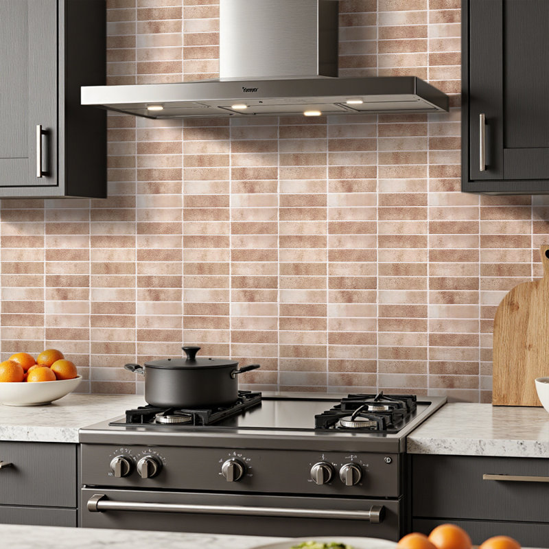 10Pcs Self-Adhesive Wall Tile Stickers, Brown