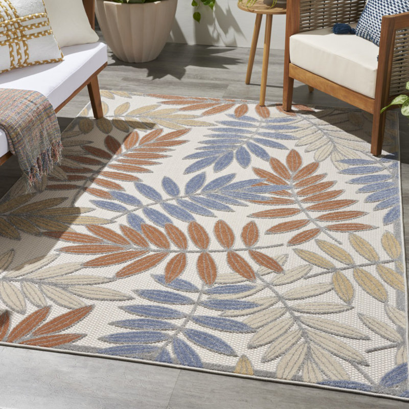 Tapis floral tissé à la machine 4 pi x 6 pi crème