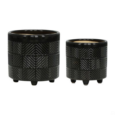 S/2 6/8" Textured Planters