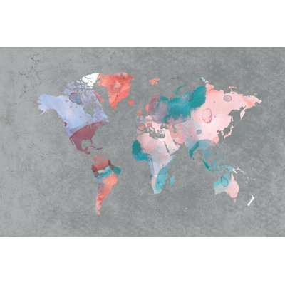 Pattern Map Grey 7 - Wrapped Canvas Print