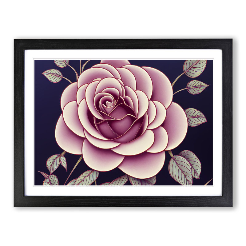 XH1022-7557X Rose Flower Deco Vol.2 - Single Picture Frame Painting, 46cm H x 64cm W x 2cm D, Black 