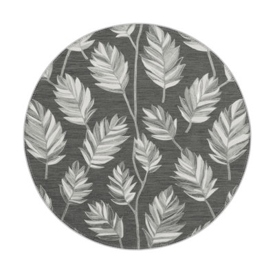 Tapis d'intérieur et d'extérieur gris Botanical