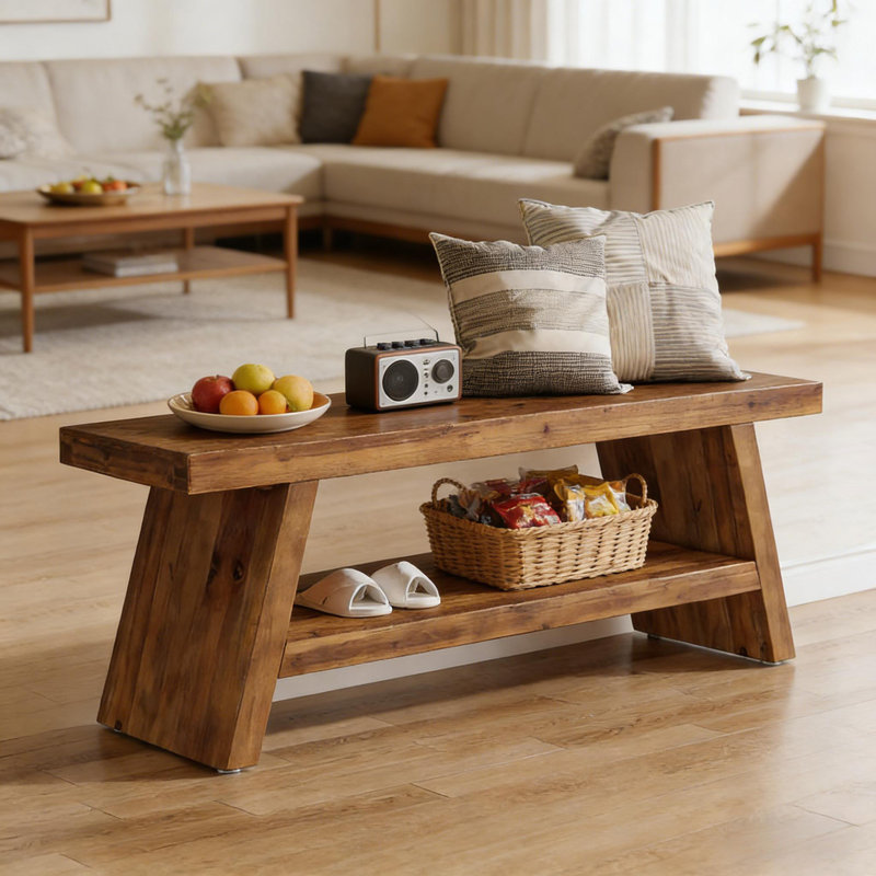 Entryway Bench,2-Tier Shoe Bench,Rectangular Bed Bench