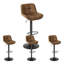 Swivel Upholstered Adjustable Height Counter Stool with Metal Frame-1441241420