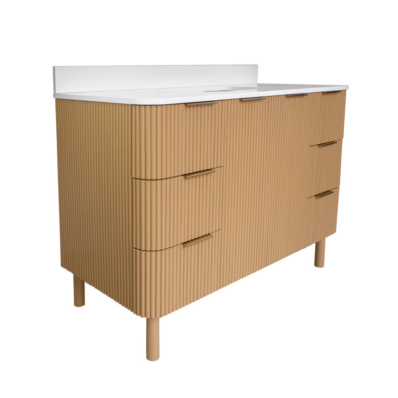 Belwood 48" Bathroom Vanity, Engineered White, Gold