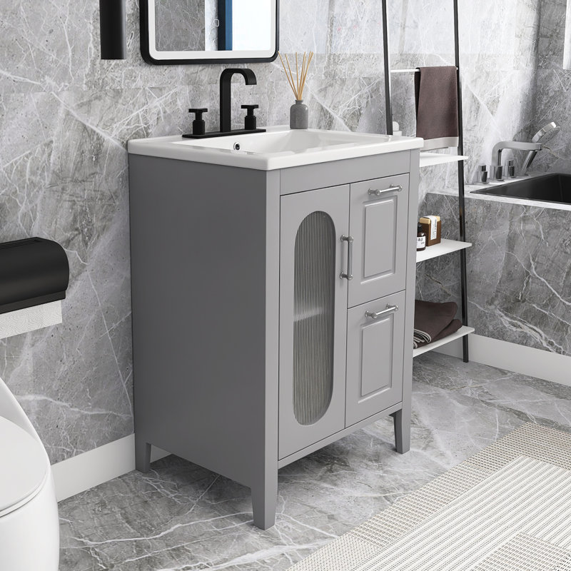 Meuble-lavabo simple 24 po avec plateau en céramique Minatare