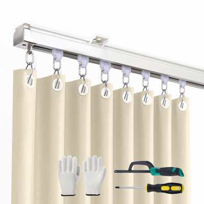 Set Di 2 Binari Da Soffitto Per Tende ACMEART - Telescopici Regolabili Da 85,3 A 158,5 Cm - Silenziosi Con Rulli E Ganci Per Soggiorno, Camera, Doccia E Camper