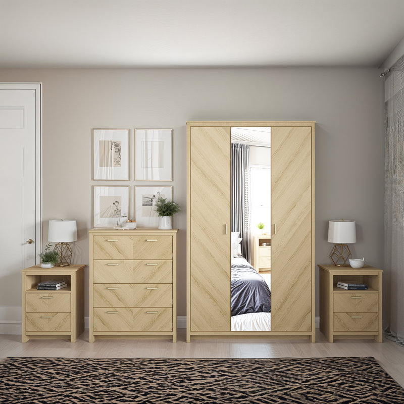 4 Piece Compact Bedroom Storage Set, Oslo Oak