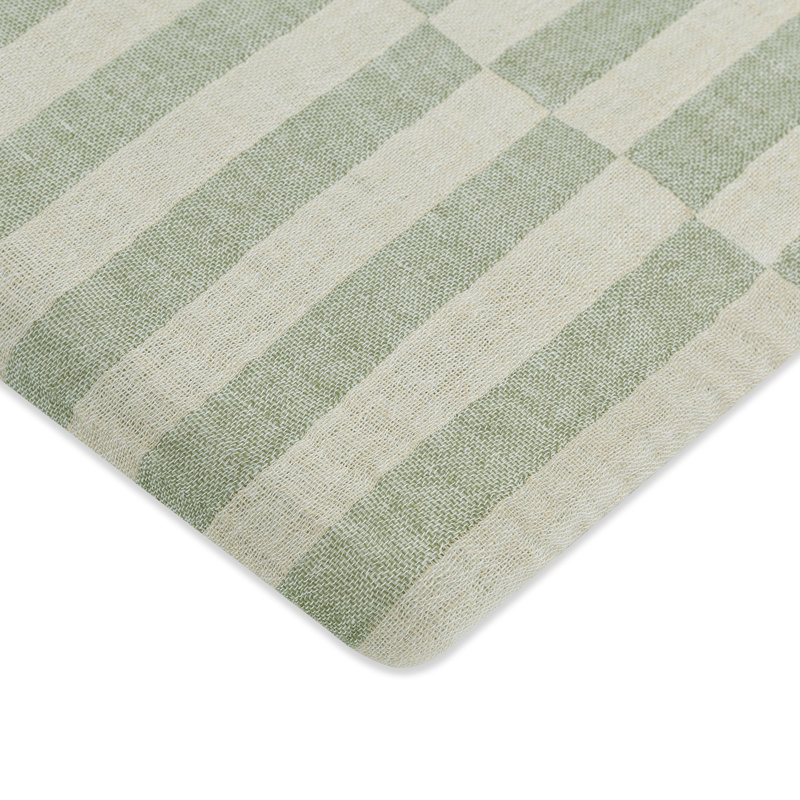 Stripe Muslin All-Stages Bassinet Sheet, Moss