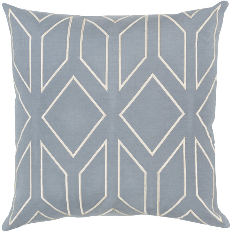 Coussin Skyline, H 22 po x l 22 po x P 5 po, Bleu / neutre, Mélange de duvet