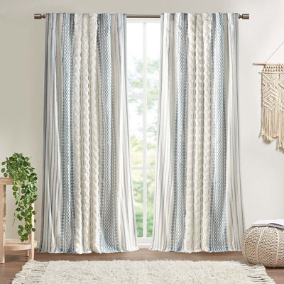 Printed Curtain Panel With Stripe And Lining(Only 1 Pc Panel)