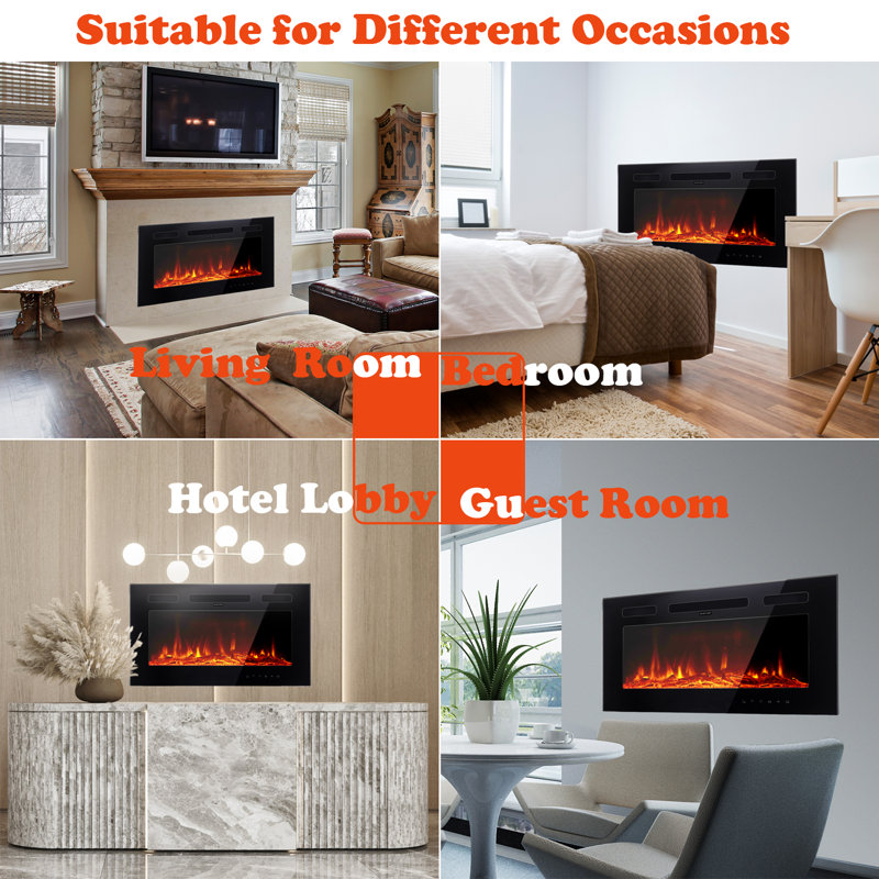 Carwyn Latitude Run Powder Coated Electric Fireplace, 43cm H x 76.2cm W x 10cm D