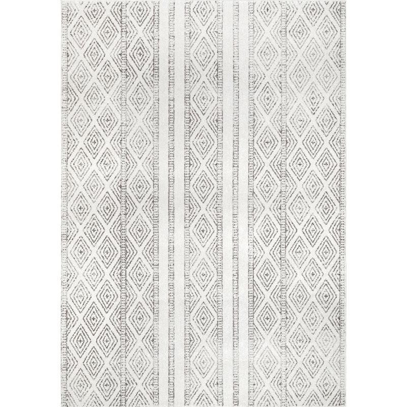 Warleigh Geometric Gray Area Rug, Rectangle 9'10" x 14'