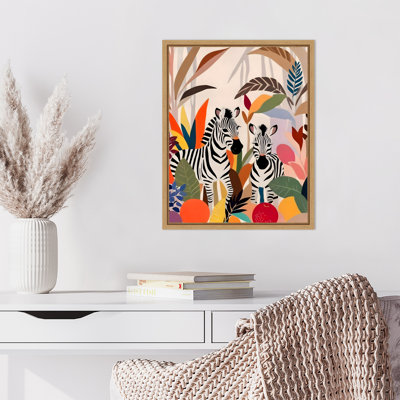 «A Couple of Zebras» par Maupin, reproduction d'art sur toile encadrée