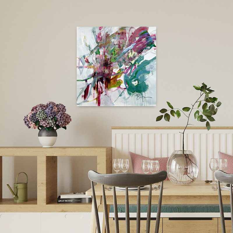 Magnifique Magnolia magenta 2, art abstrait contemporain, H 18 po x l 18 po