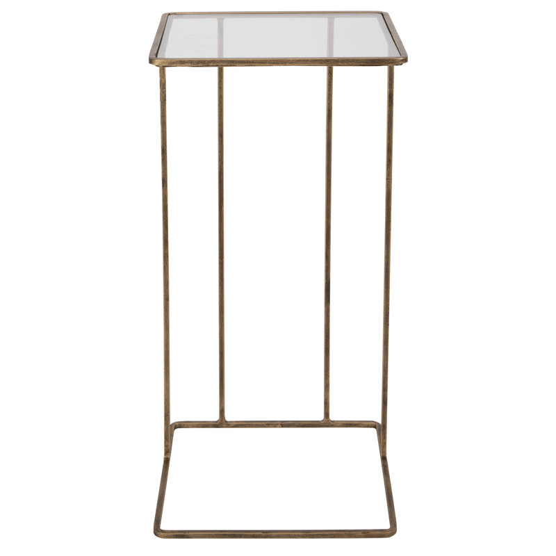 Margos Glass End Table, Antique Gold