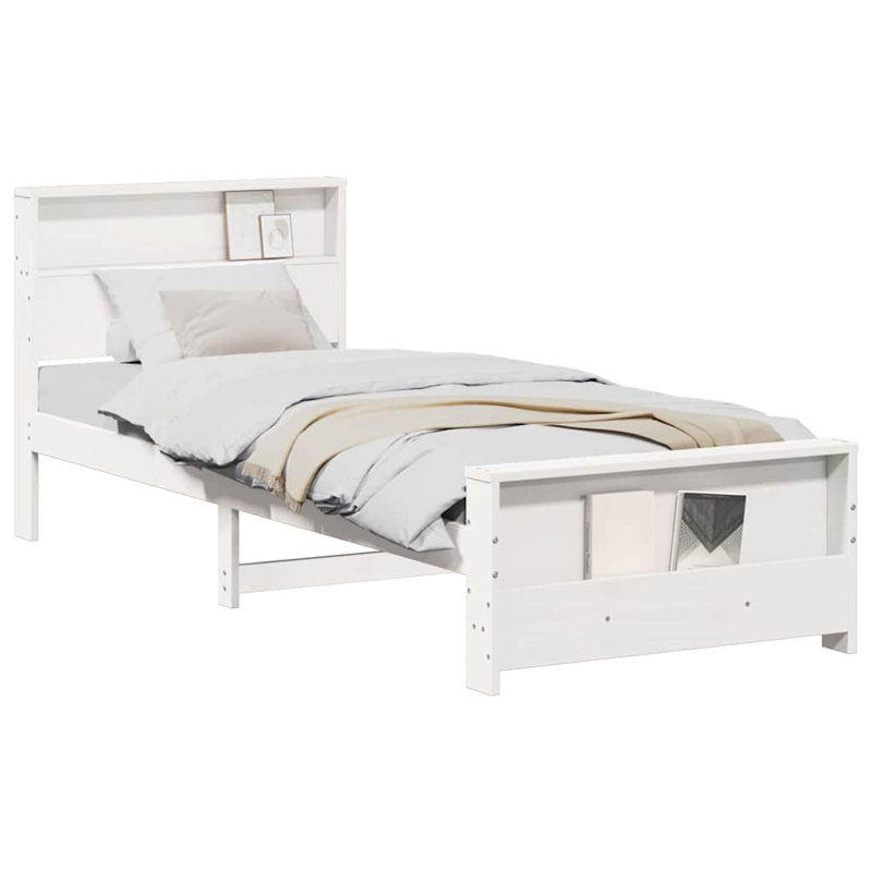 Bed Frame with Headboard Engineered Wood, Small Single (2'6), White