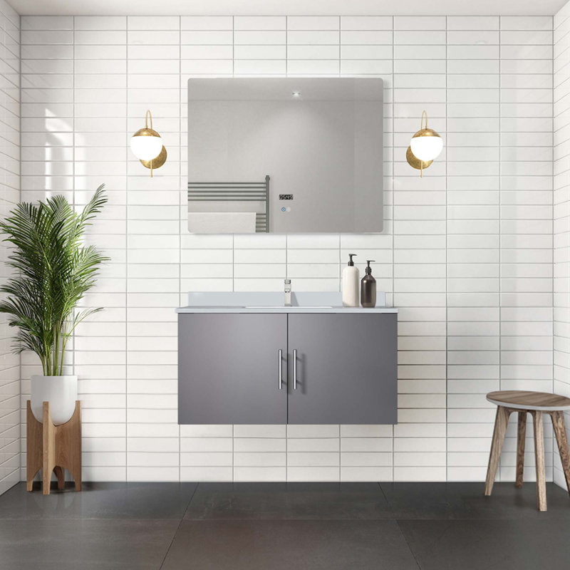 Bath Vanity With Faucet Set And LED Mirror, Grey