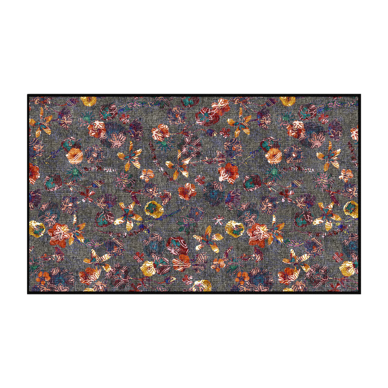 Tapis bleu / rouge en chenille / polyester tissé à la machine Fiorangela, Tapis de couloir 2 pi x 5 pi