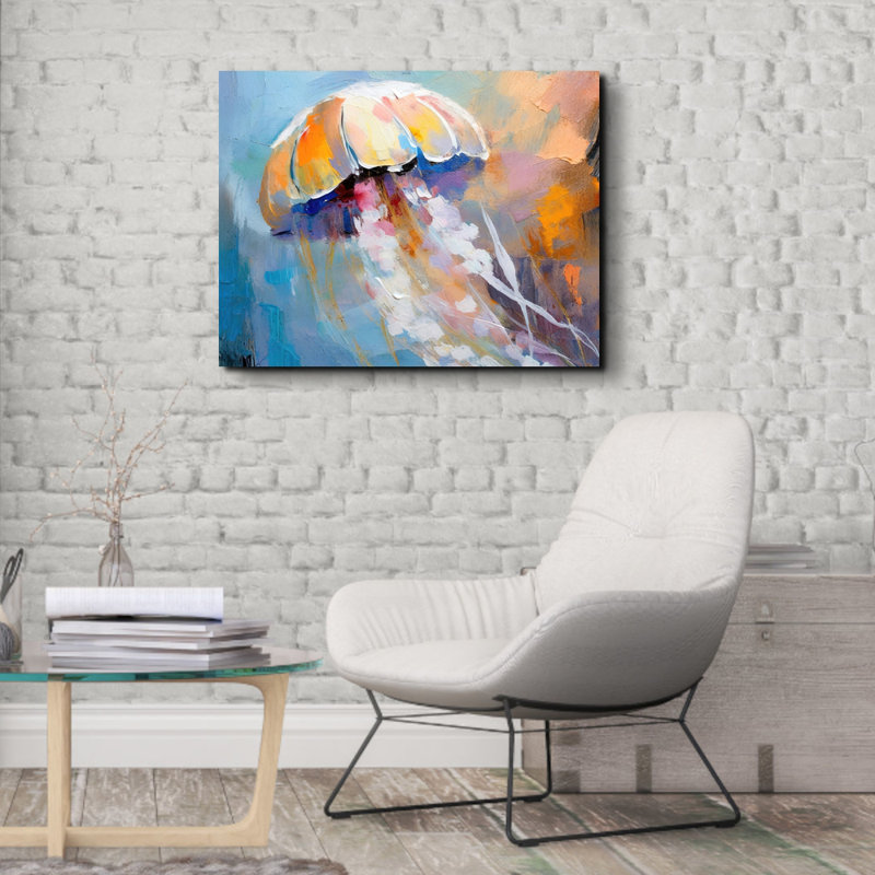 «Jellyfish On Canvas» par Stephen Chambers, H 20 po x l 24 po x P 1,5 po