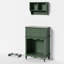 Armoire de rangement pour animaux avec armoire murale, 2 tiroirs et espace semi-ouvert, litière cachée pour chat, table de bout multifonctionnelle - vert
