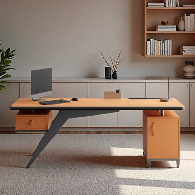 Saddle leather desk,simple study/computer office