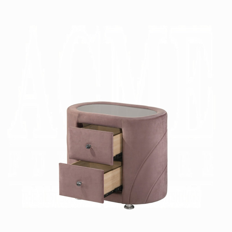 Table de chevet 2 tiroirs Pahris, Rose