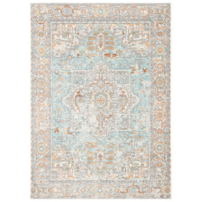Fetterman Oriental Aqua/Orange Area Rug