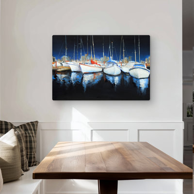 Evening at the marina - Marine Orange Metal Print | Home Decor
