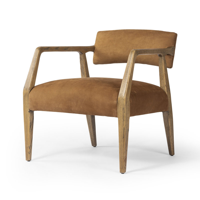 Tyler 22" Armchair, Nubuck Cognac Top Grain Leather