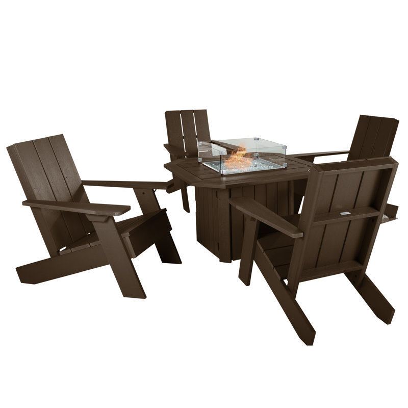 Outdoor Adirondack Set, Weathered Acorn
