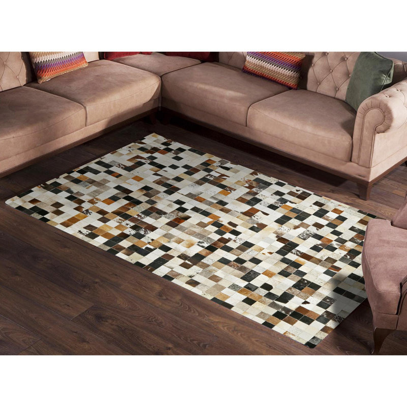 Tapis en cuir de vache véritable, Rectangle 5 pi x 7 pi 6 po