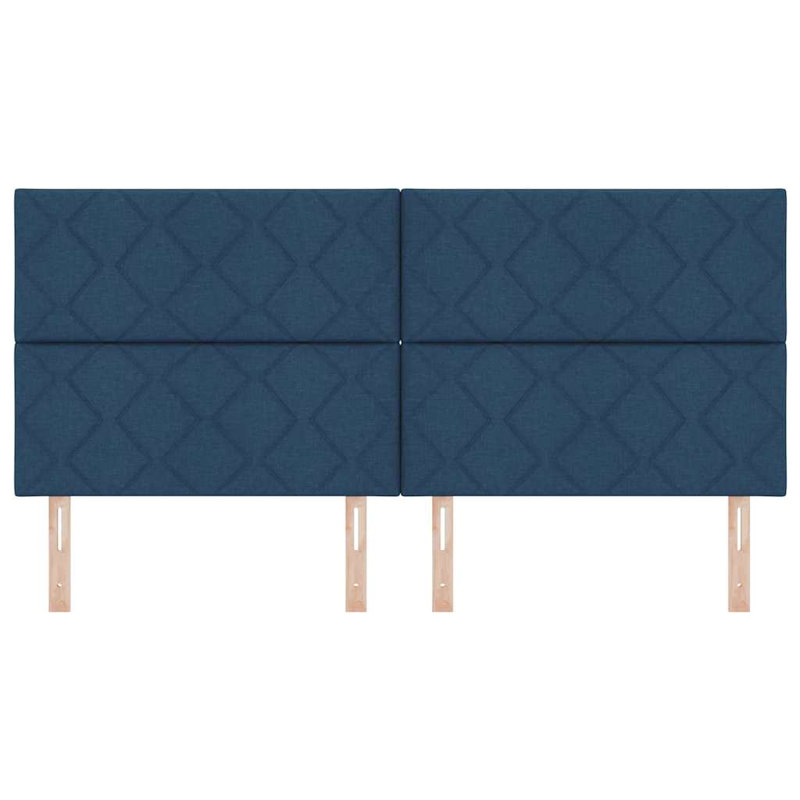  Headboard Wall-Mounted Geometric Velvet, 128cm H x 200cm W x 7cm D, Blue